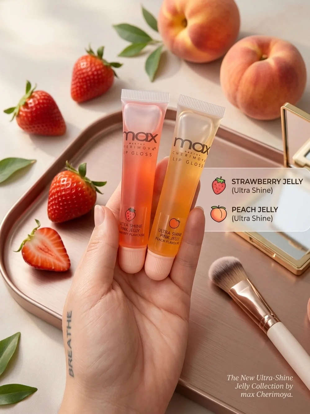 Max Make Up Ultra-Shine Jelly Lip Gloss - Strawberry & Peach